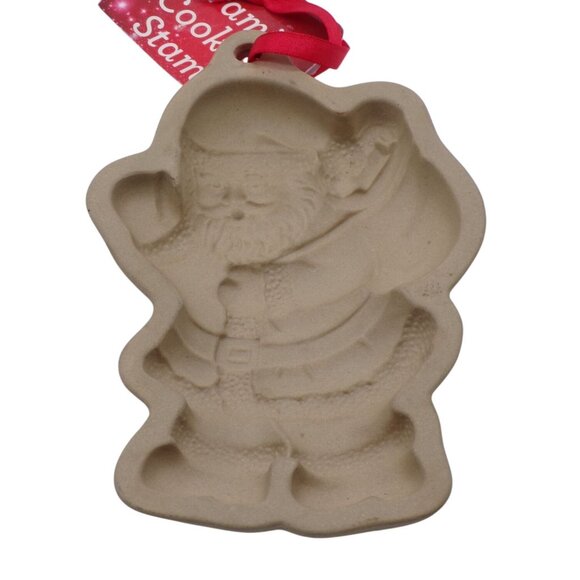 NEW VTG Ceramic Santa Claus Cookie Stamp Christmas Cookie Mold Baking Tool 6" - Picture 3 of 3